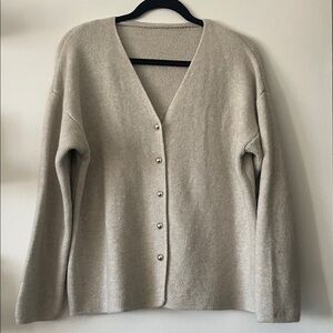 Korean Fashion|Oatmeal Beige|V-Neck Cardigan Oversized Sweater|One-Size|NWOT